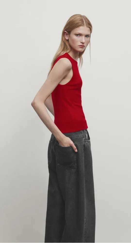 Massimo Dutti  |Cashmere Sleeveless Plain Cotton Tanks & Camisoles