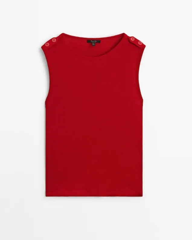 Massimo Dutti  |Cashmere Sleeveless Plain Cotton Tanks & Camisoles