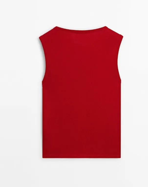 Massimo Dutti  |Cashmere Sleeveless Plain Cotton Tanks & Camisoles