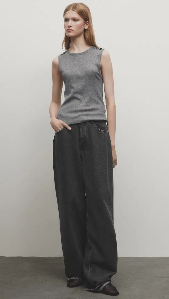 Massimo Dutti  |Cashmere Sleeveless Plain Cotton Tanks & Camisoles