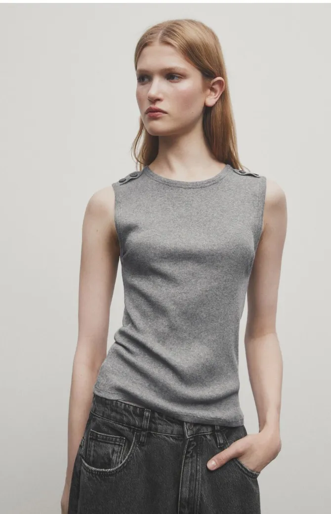 Massimo Dutti  |Cashmere Sleeveless Plain Cotton Tanks & Camisoles