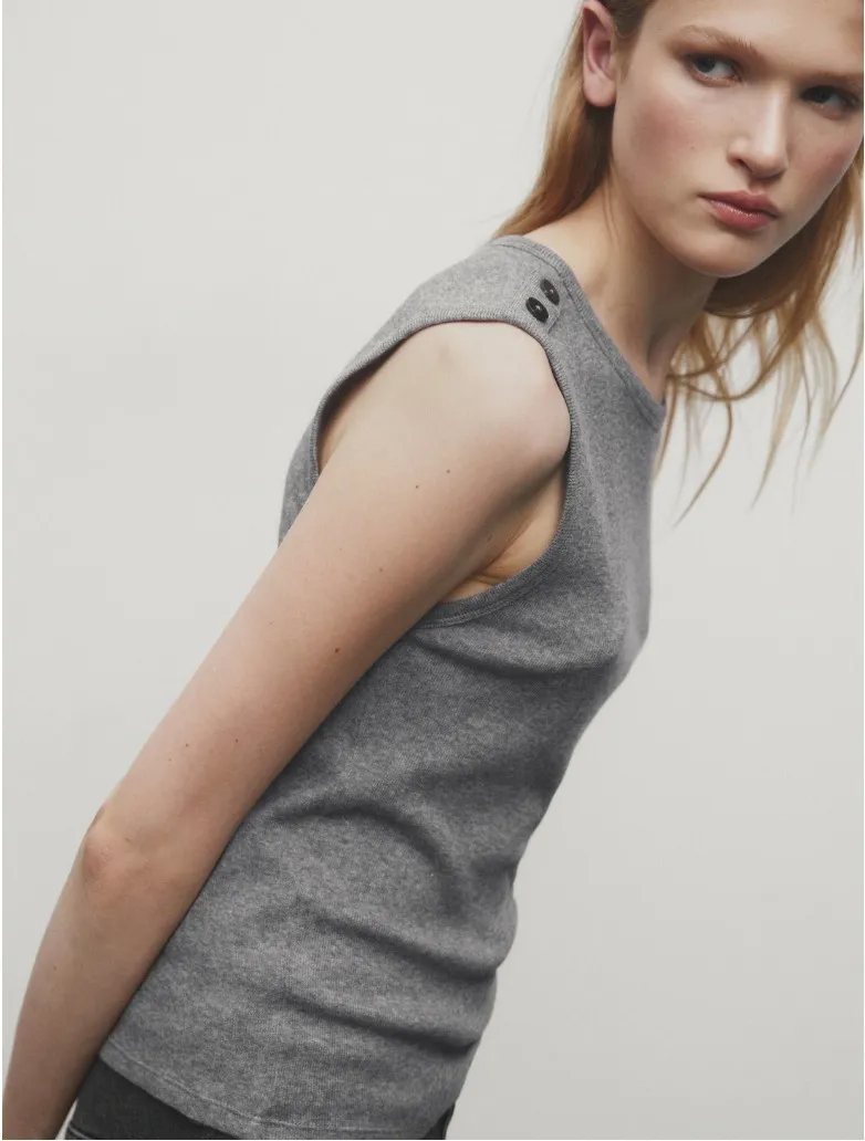 Massimo Dutti  |Cashmere Sleeveless Plain Cotton Tanks & Camisoles