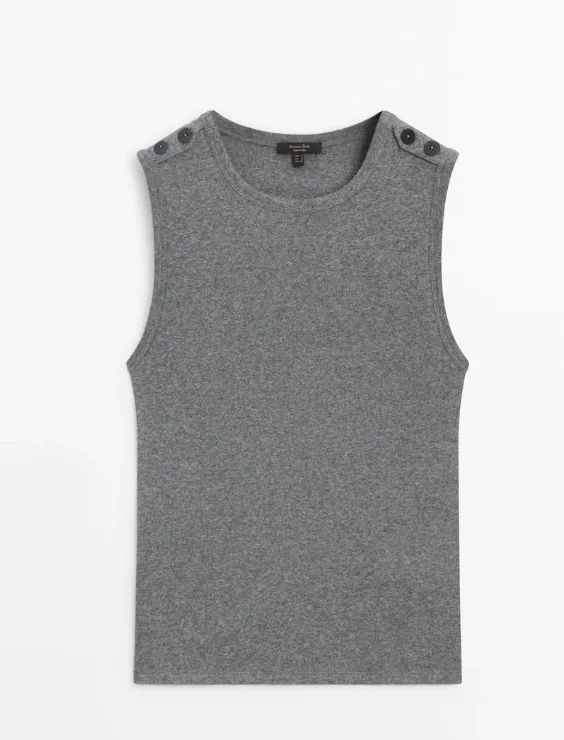 Massimo Dutti  |Cashmere Sleeveless Plain Cotton Tanks & Camisoles