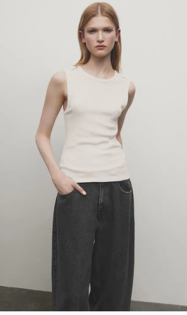 Massimo Dutti  |Cashmere Sleeveless Plain Cotton Tanks & Camisoles