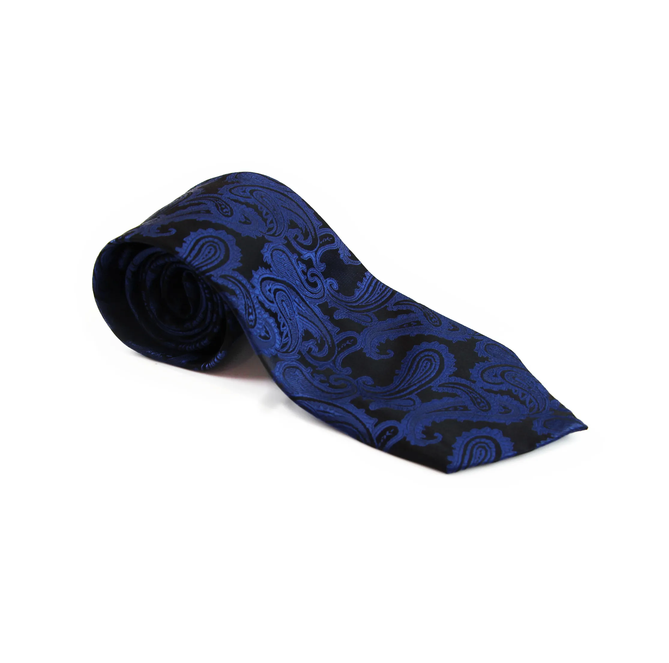 Mens Black & Blue Paisley Patterned Neck Tie