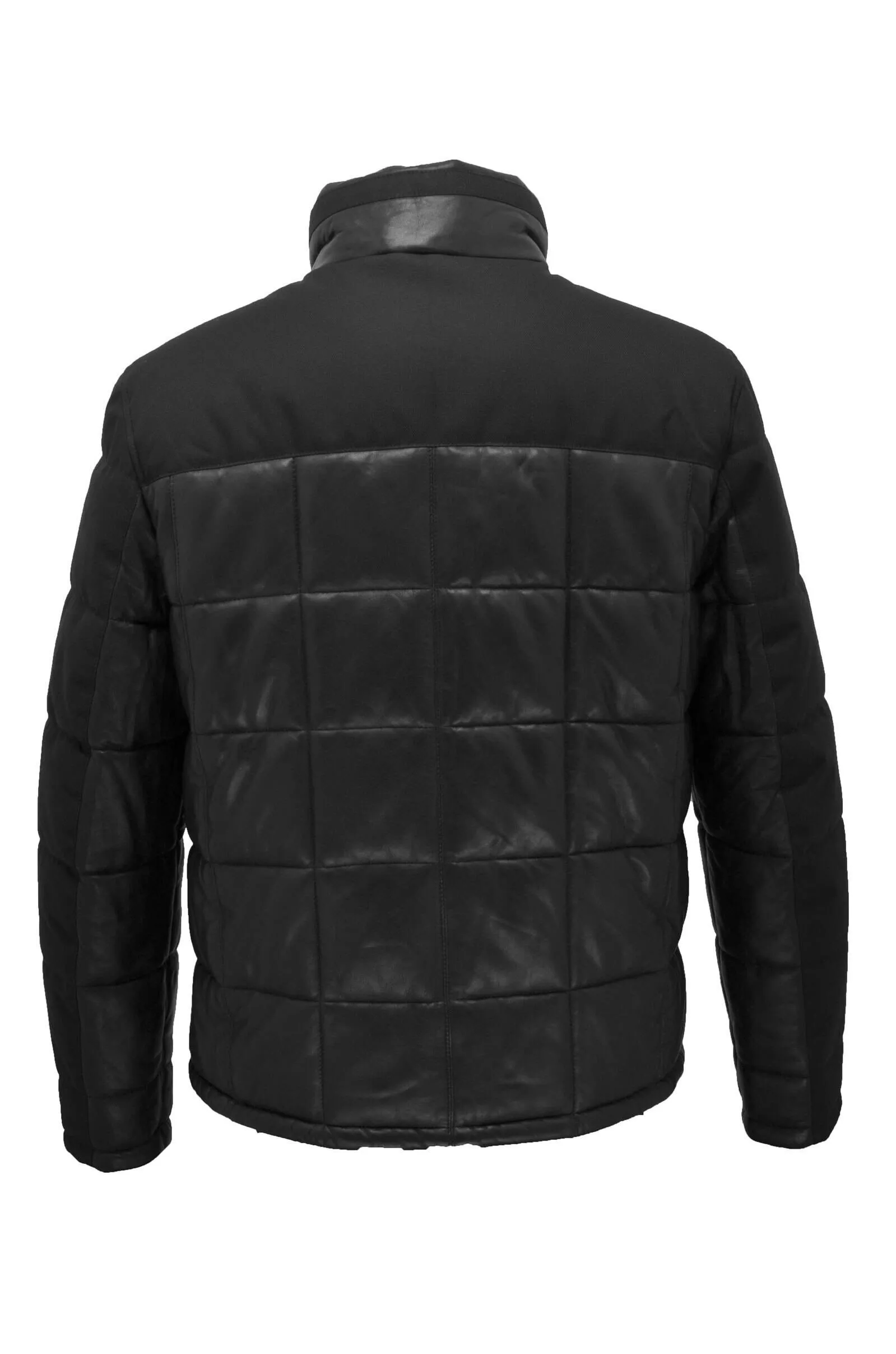 Men's black leather down jacket \32128\