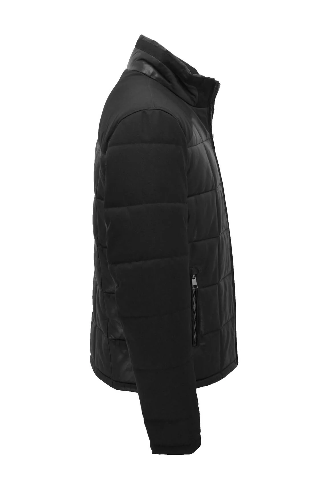 Men's black leather down jacket \32128\