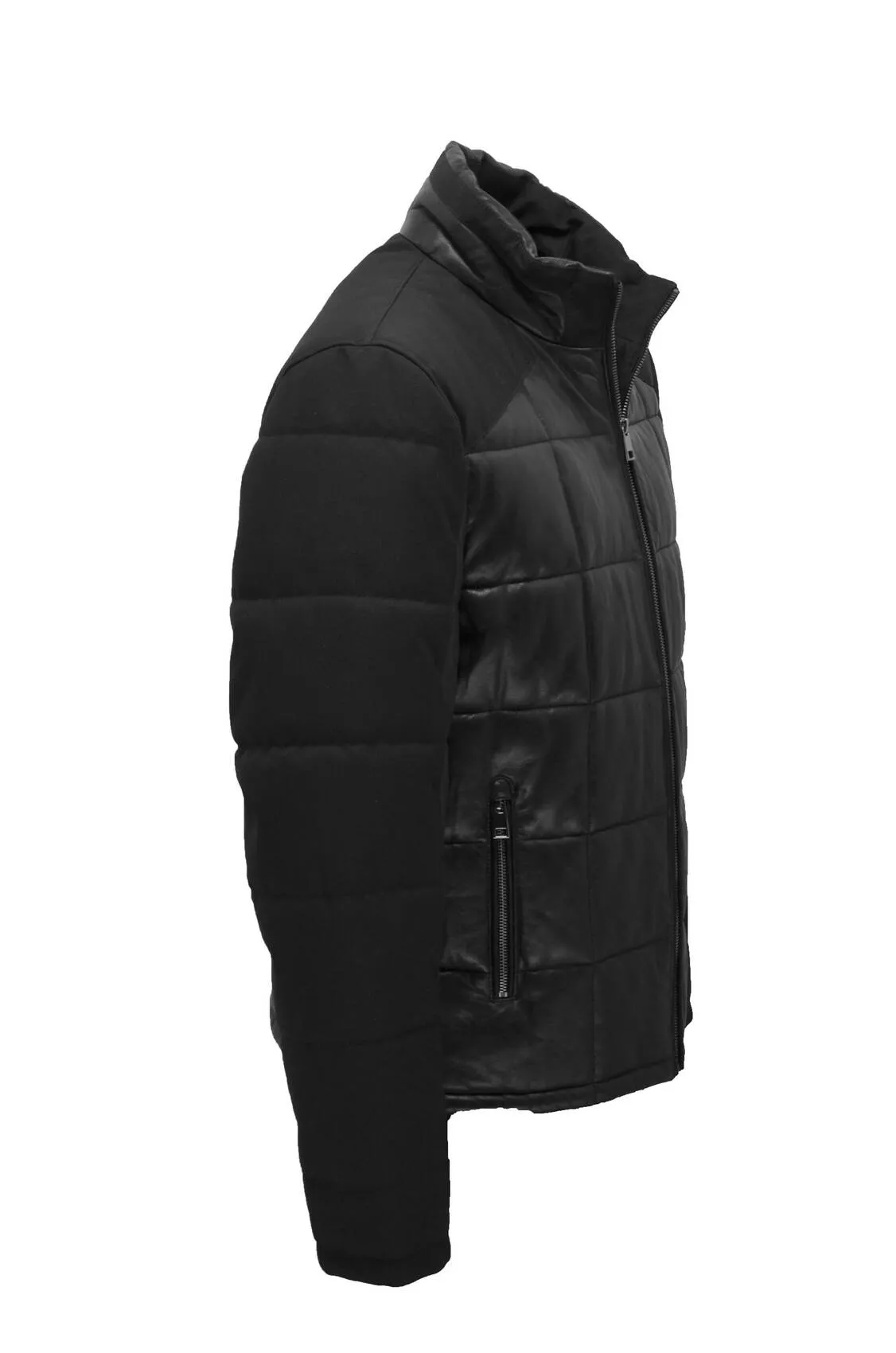 Men's black leather down jacket \32128\