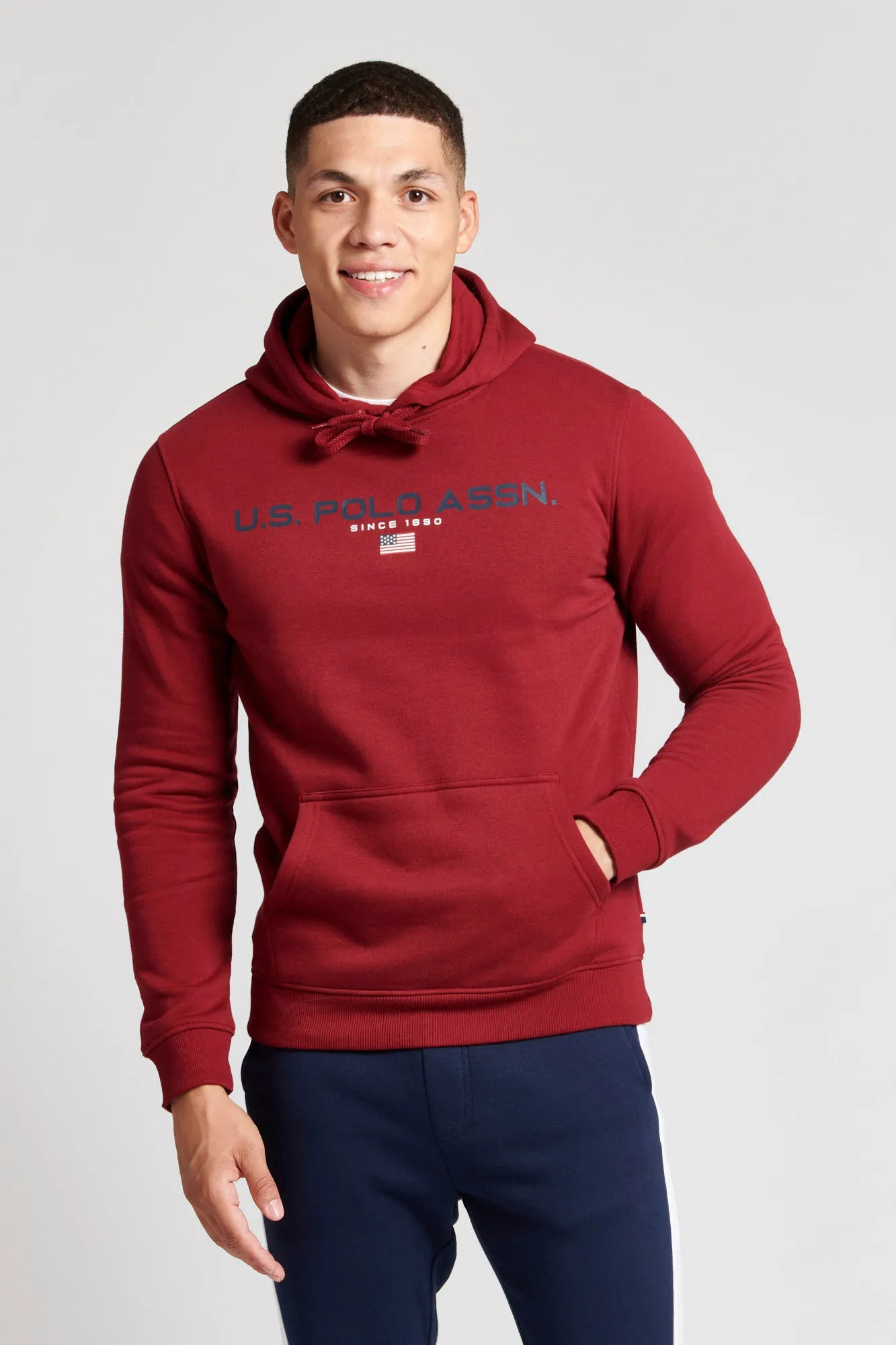 Mens Block Flag Graphic Hoodie in Biking Red