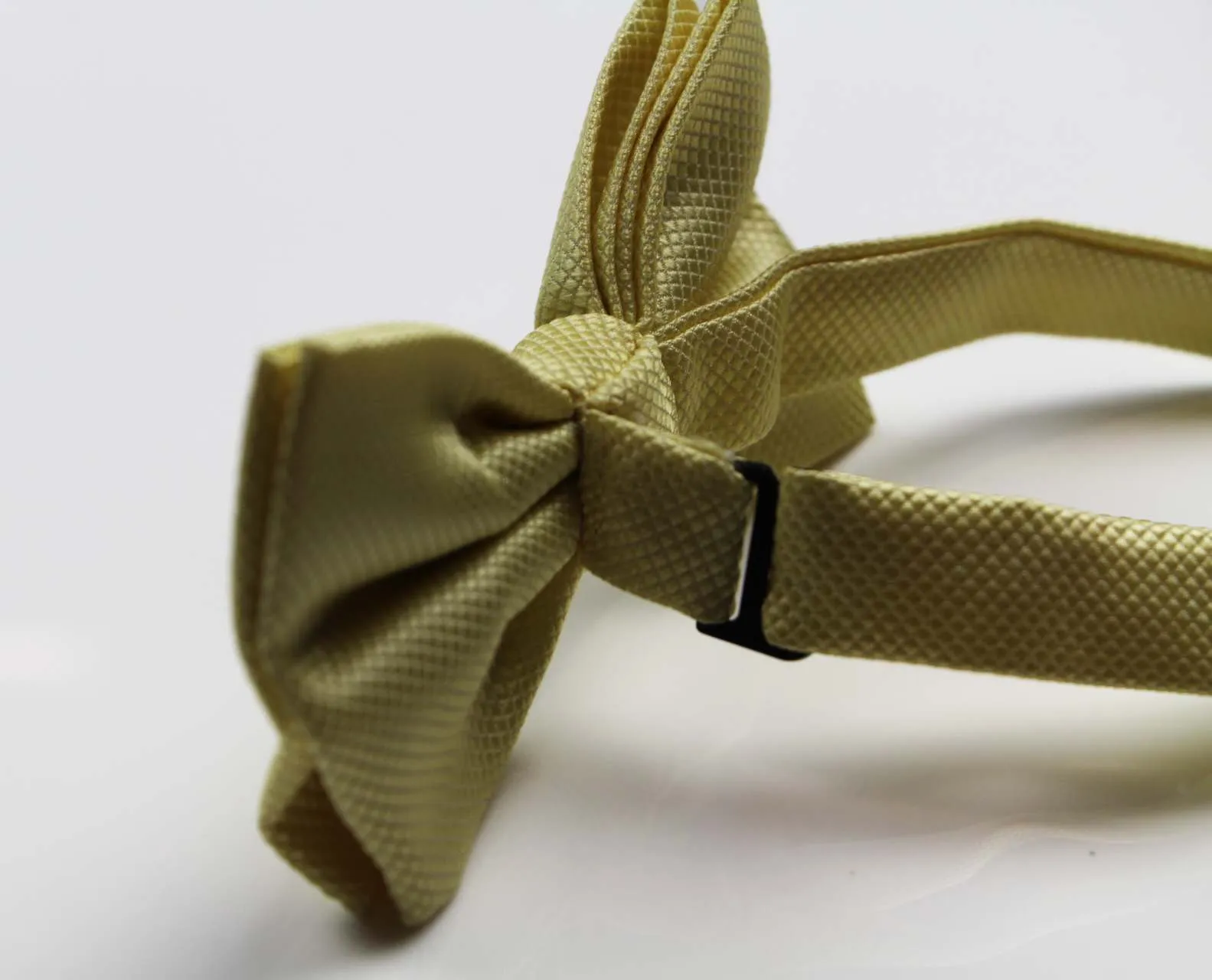 Mens Honey Yellow Plain Coloured Checkered Bow Tie