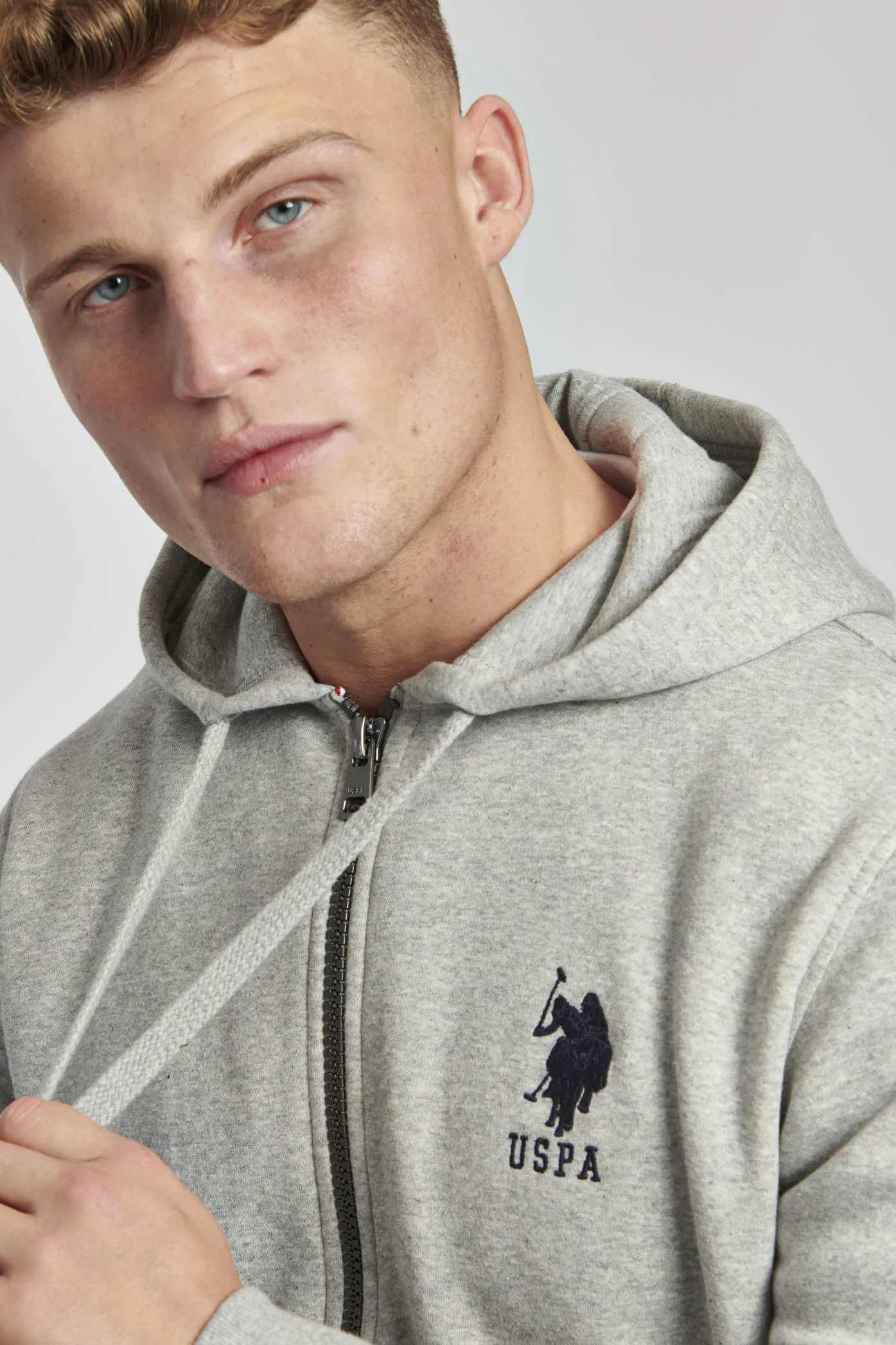 Mens Player 3 Zip-Through Hoodie in Vintage Grey Heather