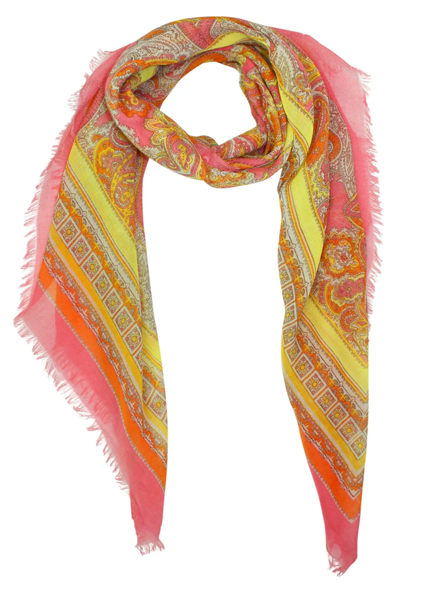 Multicolor Bright Paisley Print Square Shape Scarf