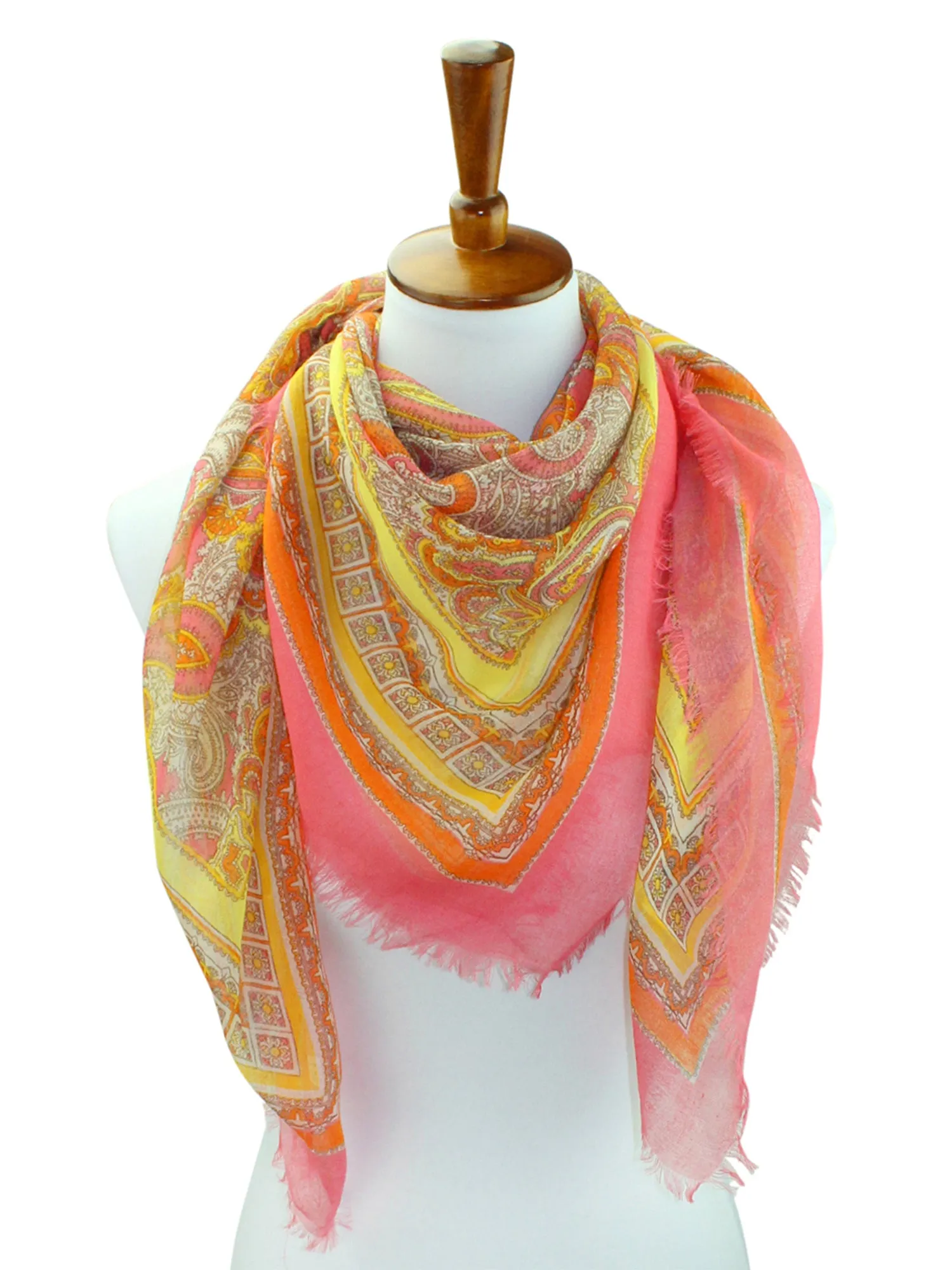 Multicolor Bright Paisley Print Square Shape Scarf