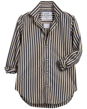 Navy and Yellow Stripe Frank Classic Button Up Shirt