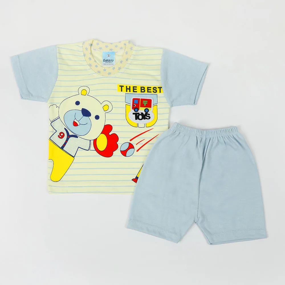 Newborn Boy Half Sleeves Suit - Light Blue