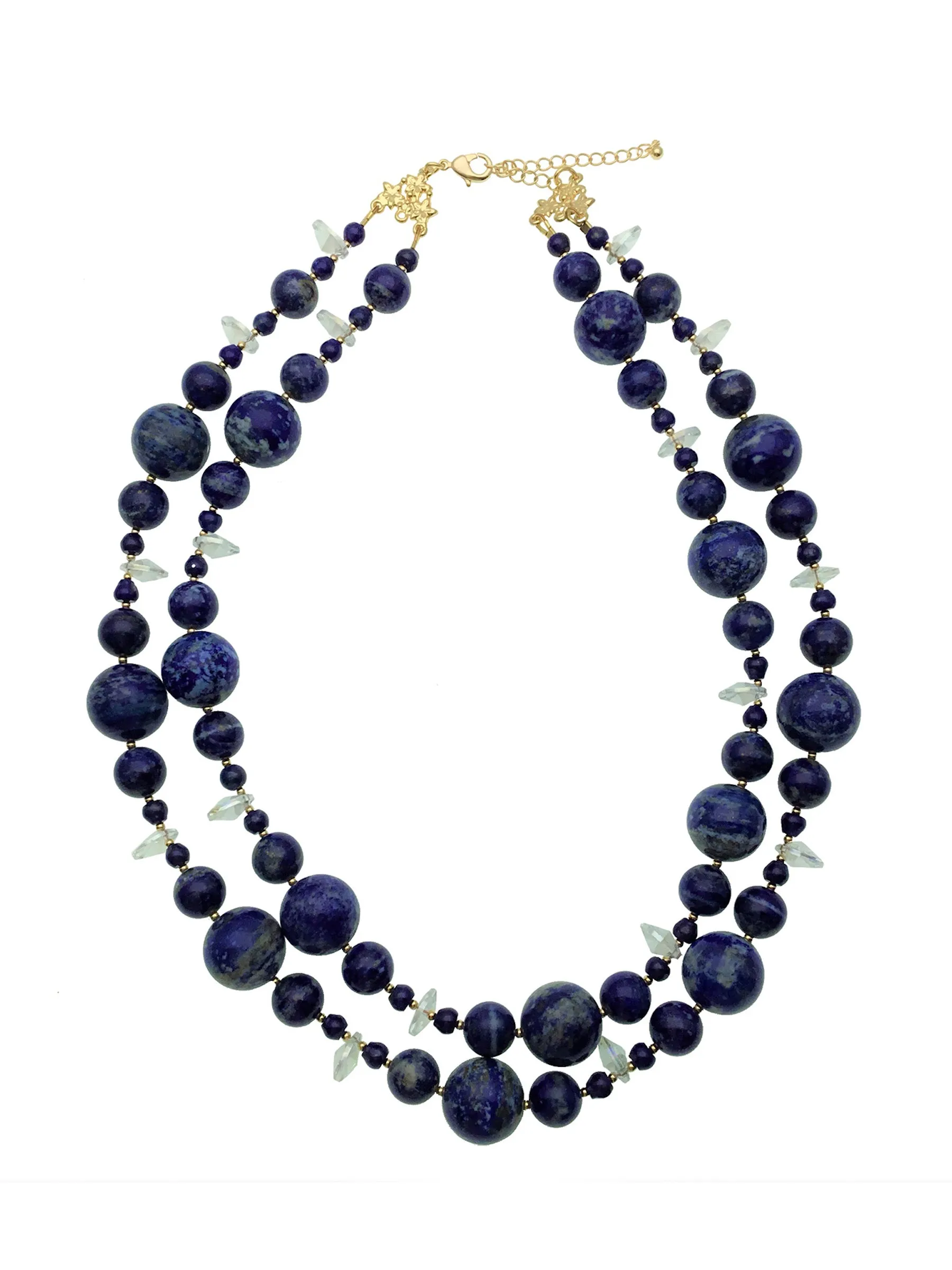 Nugget Lapis Double Strands Necklace DN207