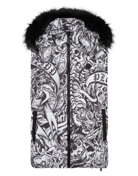 Nylon Down Jacket Vest Tattoo