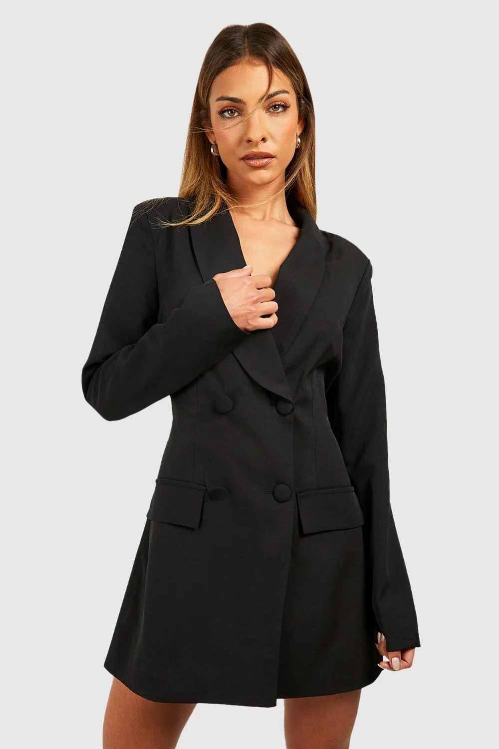 Open Bow Back Tailored Blazer Dress