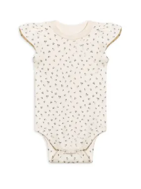 Organic Baby Pearl Petal Sleeve Bodysuit - Minny Floral / Mist