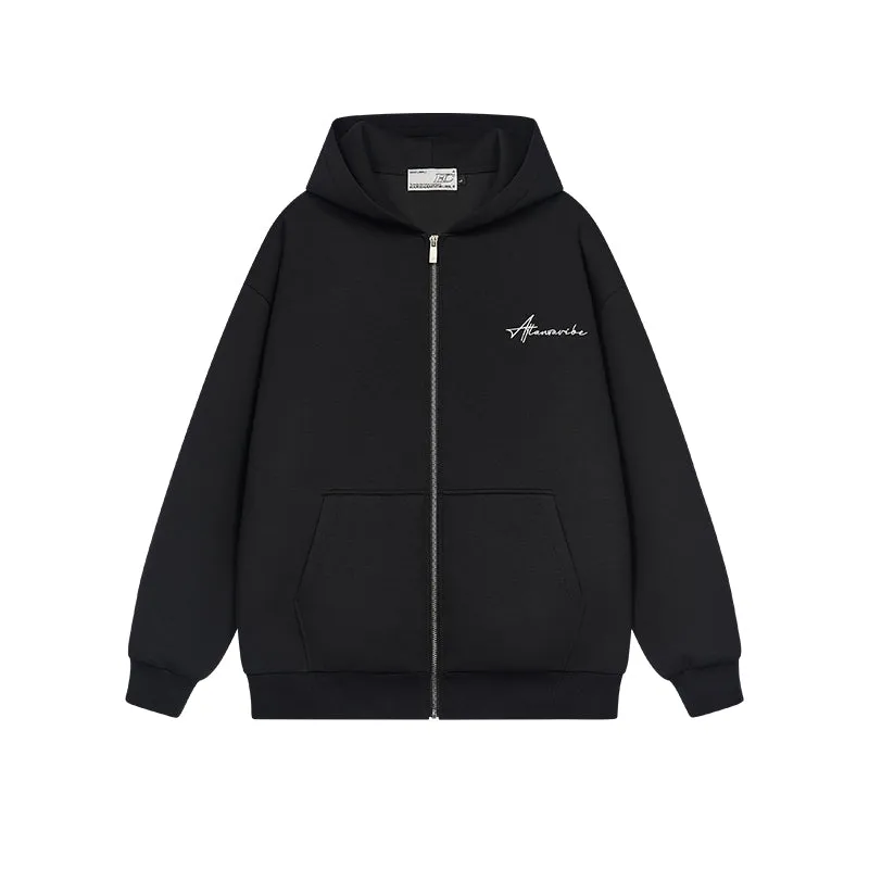 Oversized Embroidered Zip up Hoodie