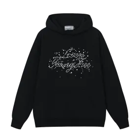 Pearl Embellished Graphic Hoodie