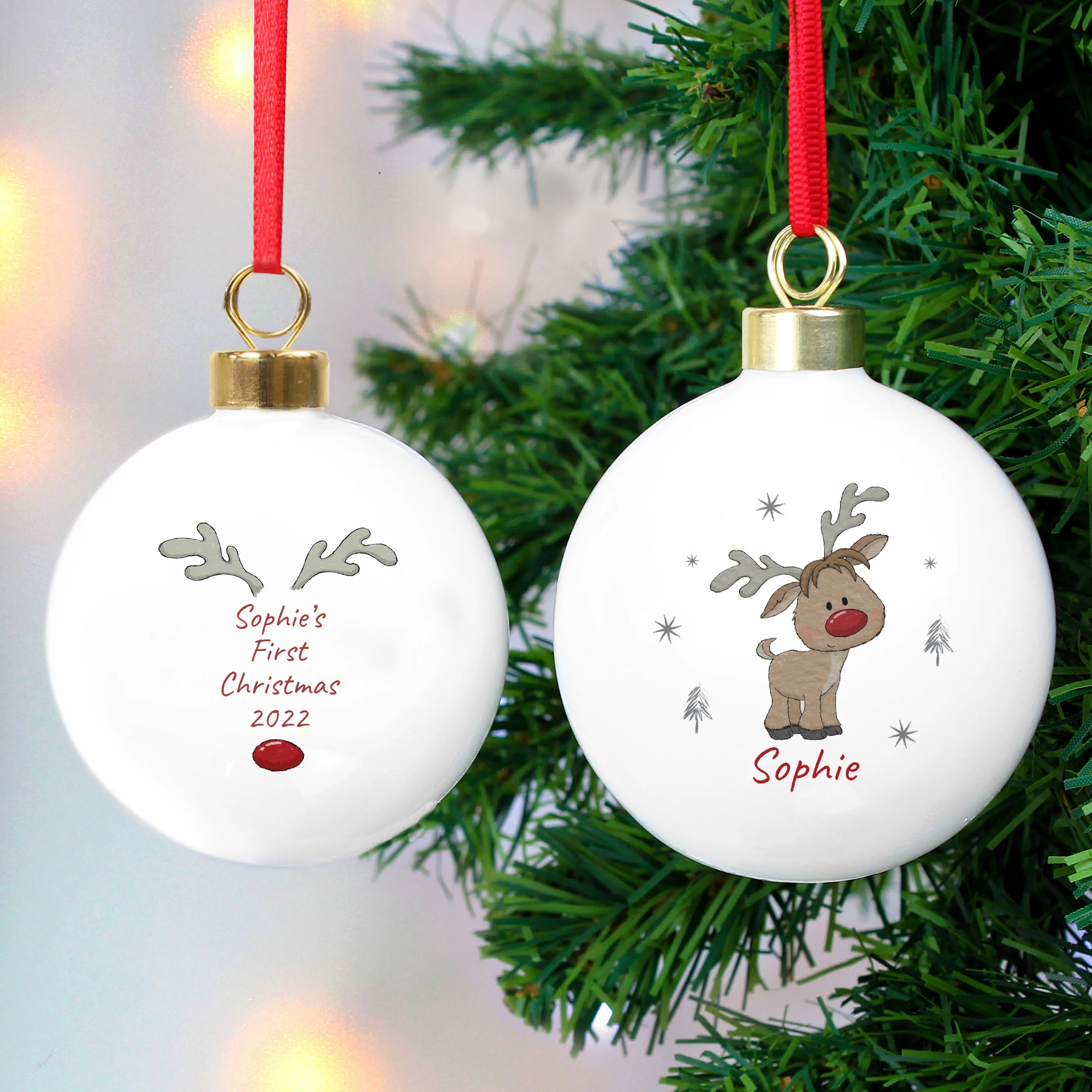 Personalised Little Reindeer Bauble