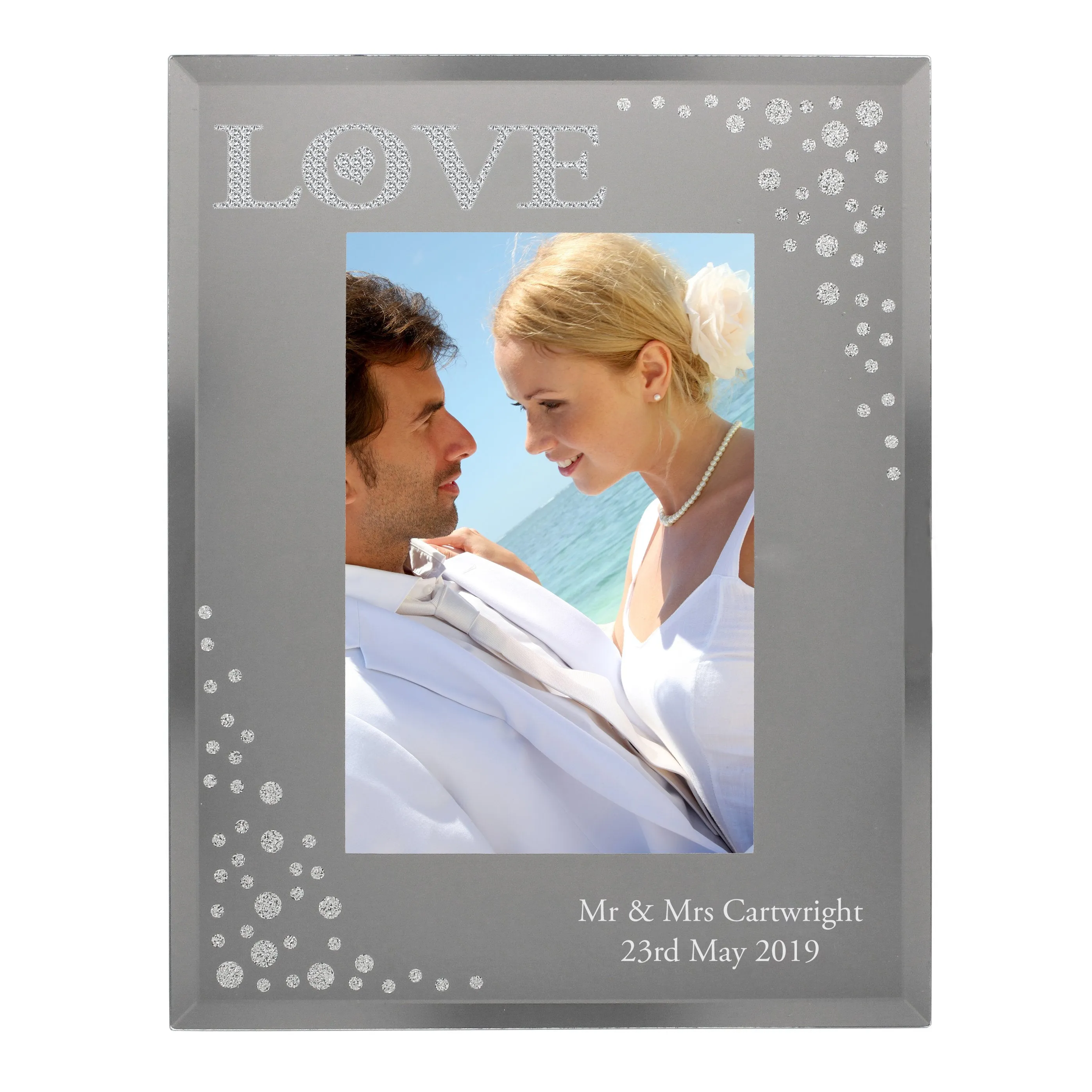 Personalised LOVE 4x6 Diamante Glass Photo Frame