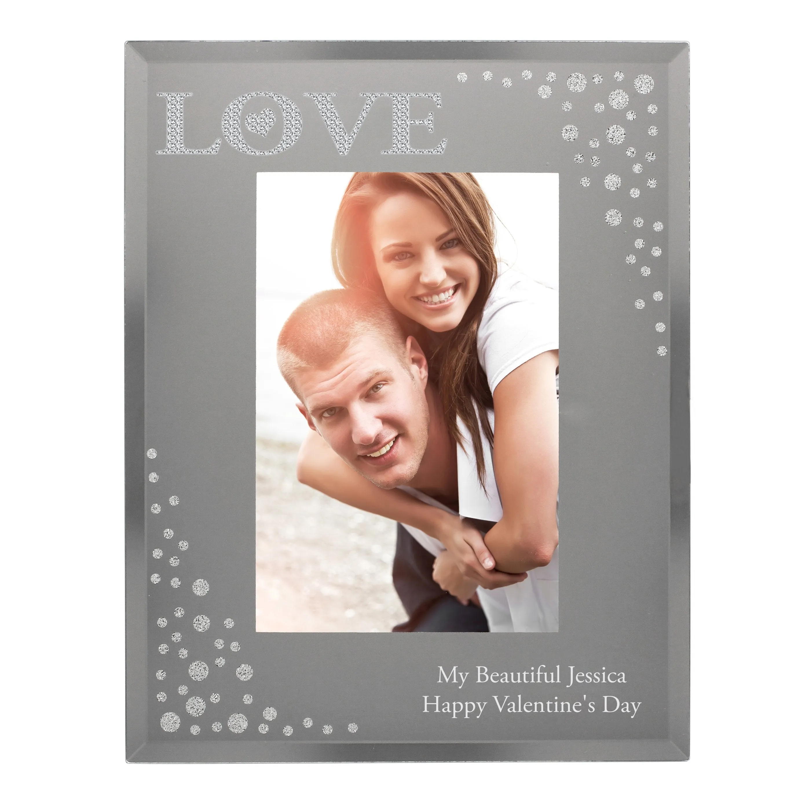 Personalised LOVE 4x6 Diamante Glass Photo Frame