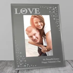 Personalised LOVE 4x6 Diamante Glass Photo Frame