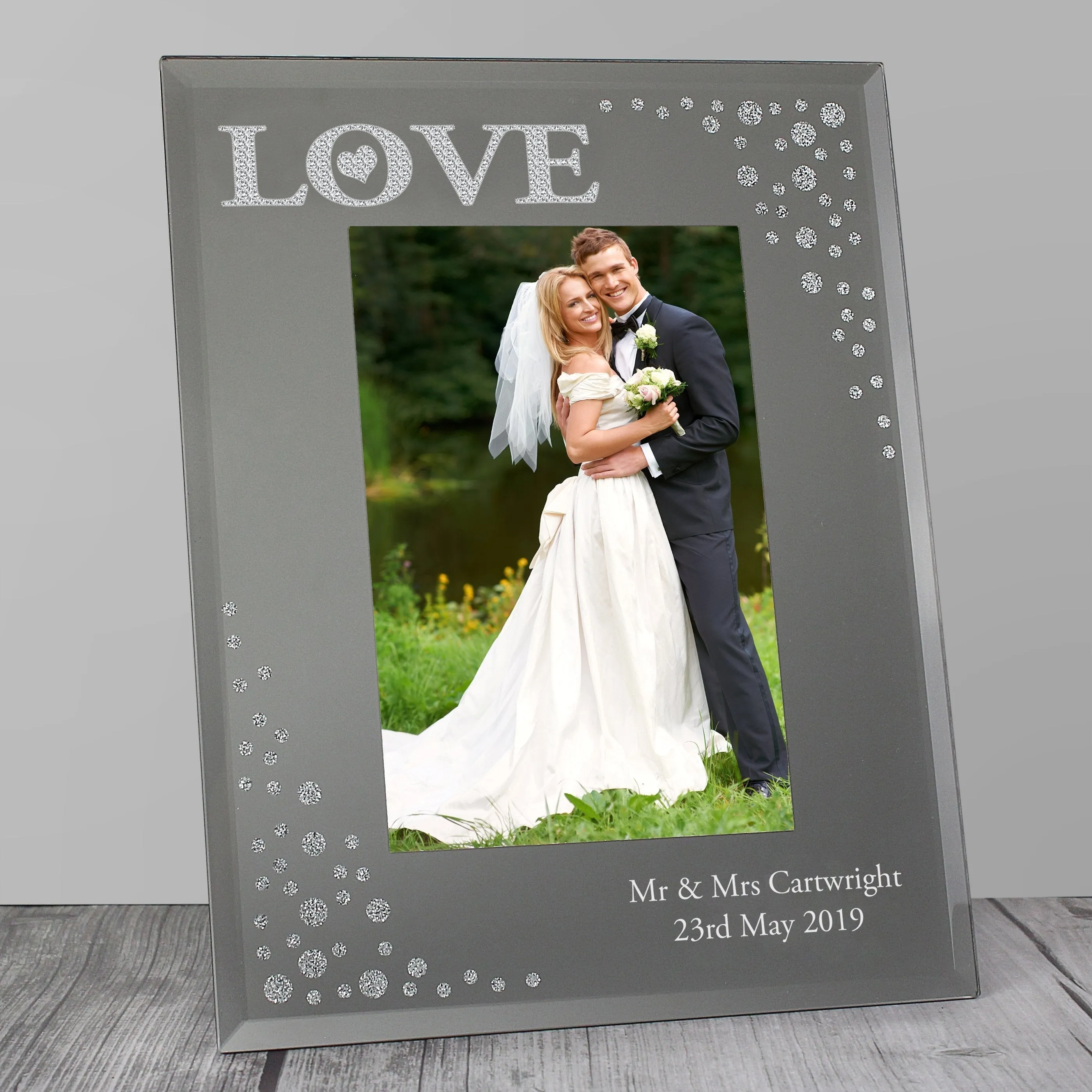 Personalised LOVE 4x6 Diamante Glass Photo Frame