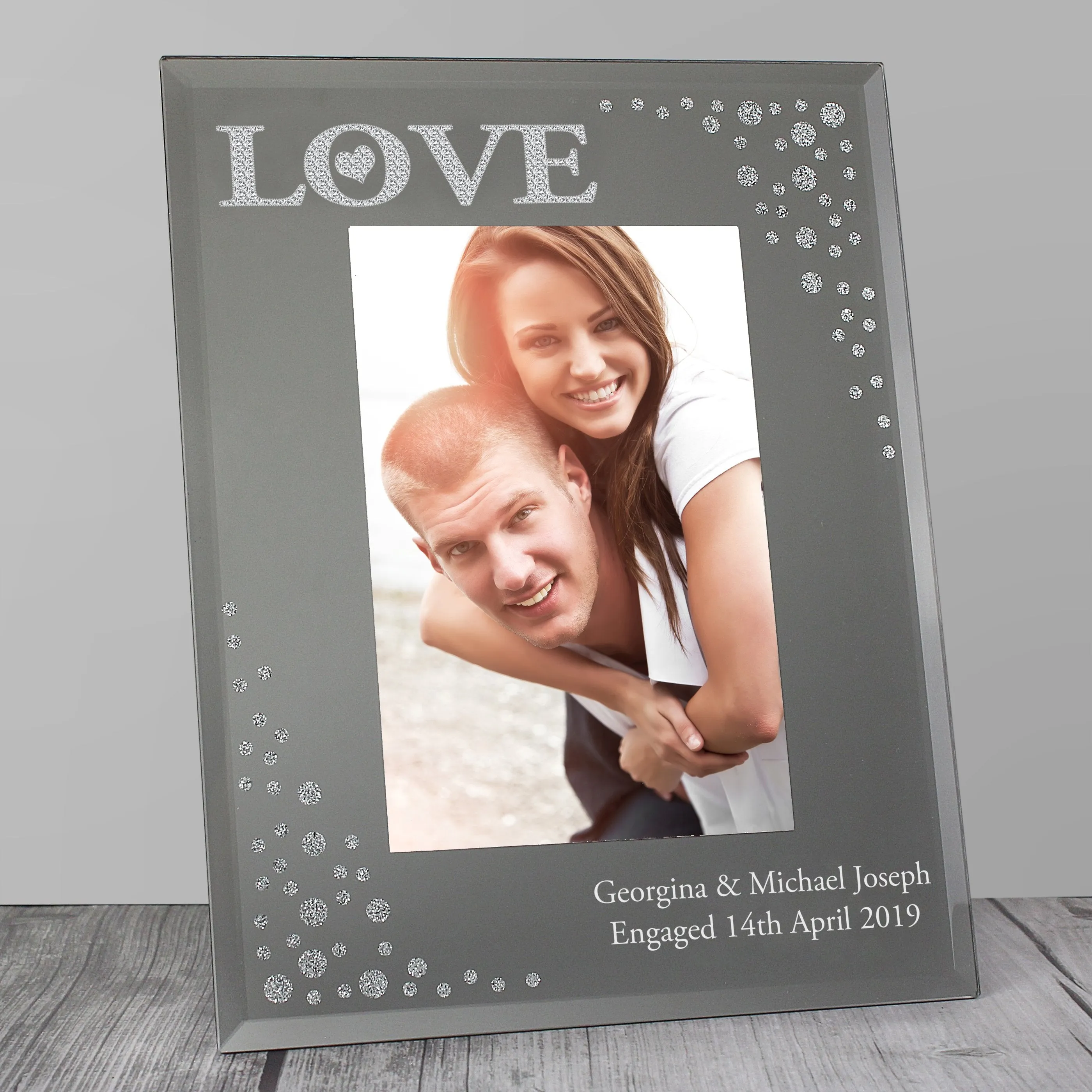 Personalised LOVE 4x6 Diamante Glass Photo Frame