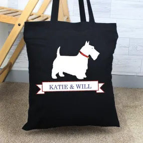 Personalised Scottie Dog Black Cotton Bag