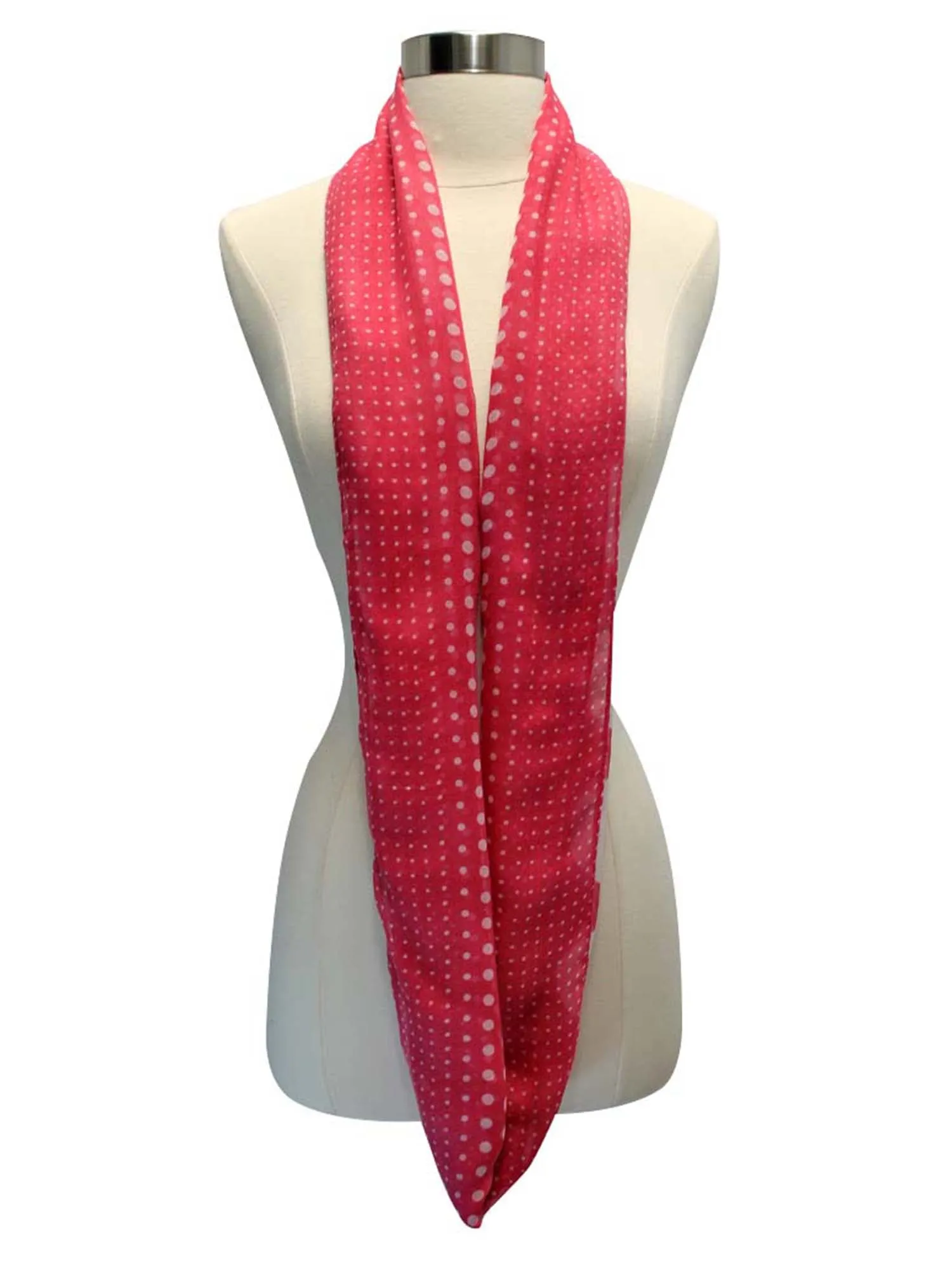 Pink & White Polka Dot Eternity Infinity Scarf