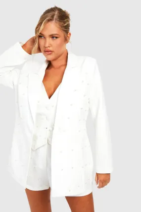 Plus Pearl Detail Blazer