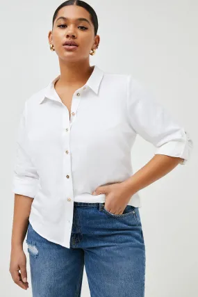 Plus Size Linen Viscose Woven Long Sleeve Shirt | Karen Millen