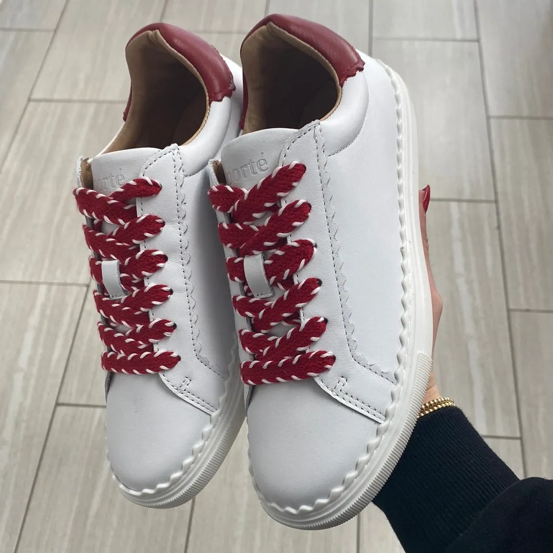 Porte White and Red Scalloped Sneaker