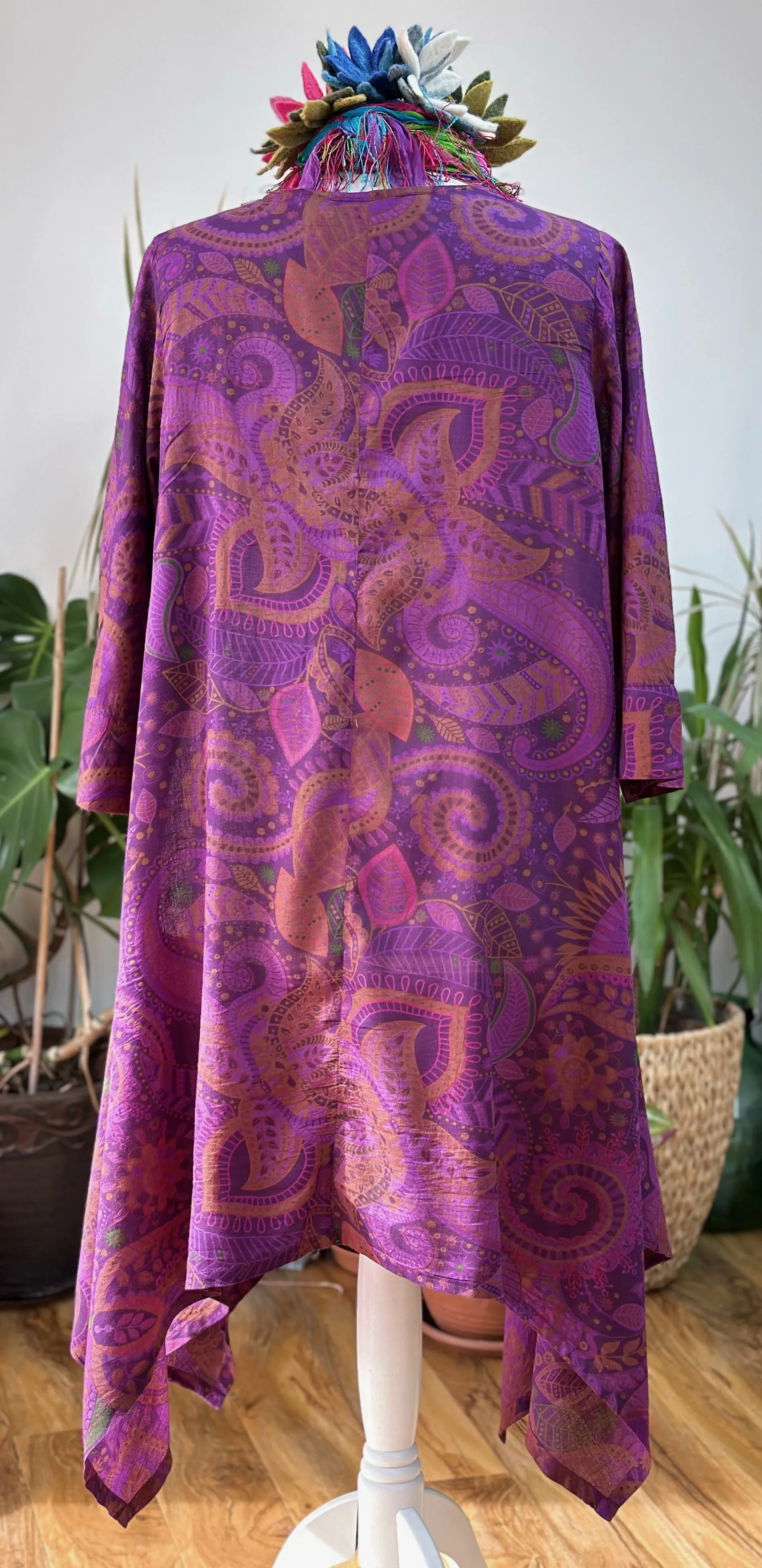 PURPLE  COTTON SMOCK DRESS / TUNIC SIZE L / XL