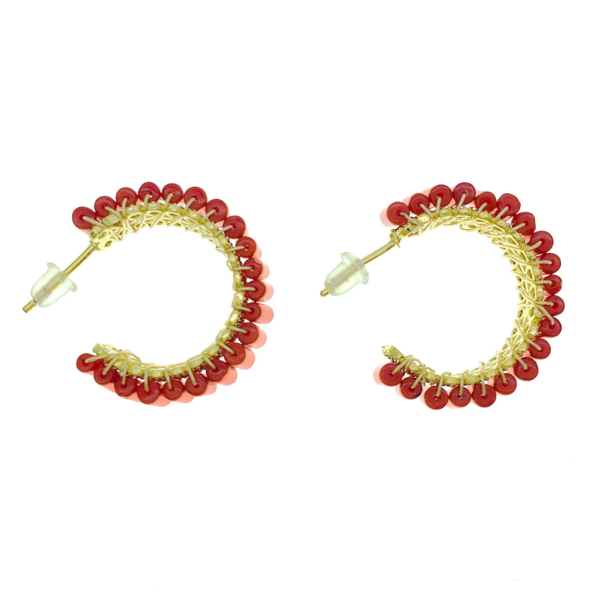 Red Coral Stud Earrings HE023