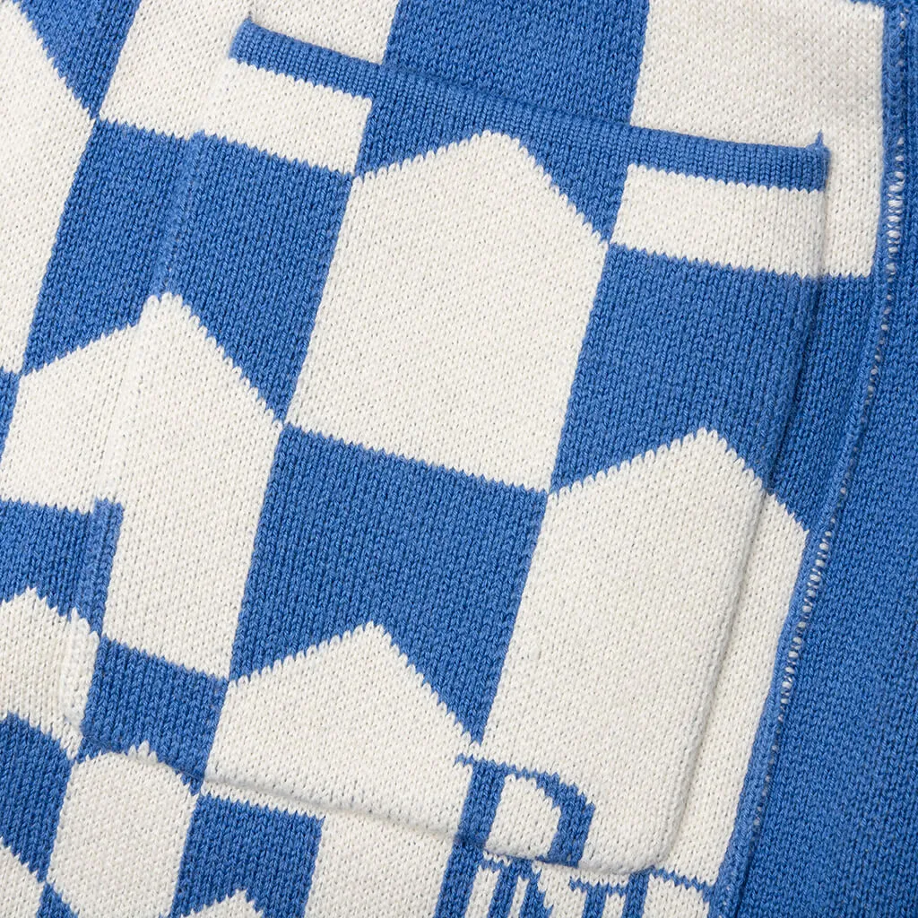 Rhacing Checkered Knit Short - Ivory/Blue