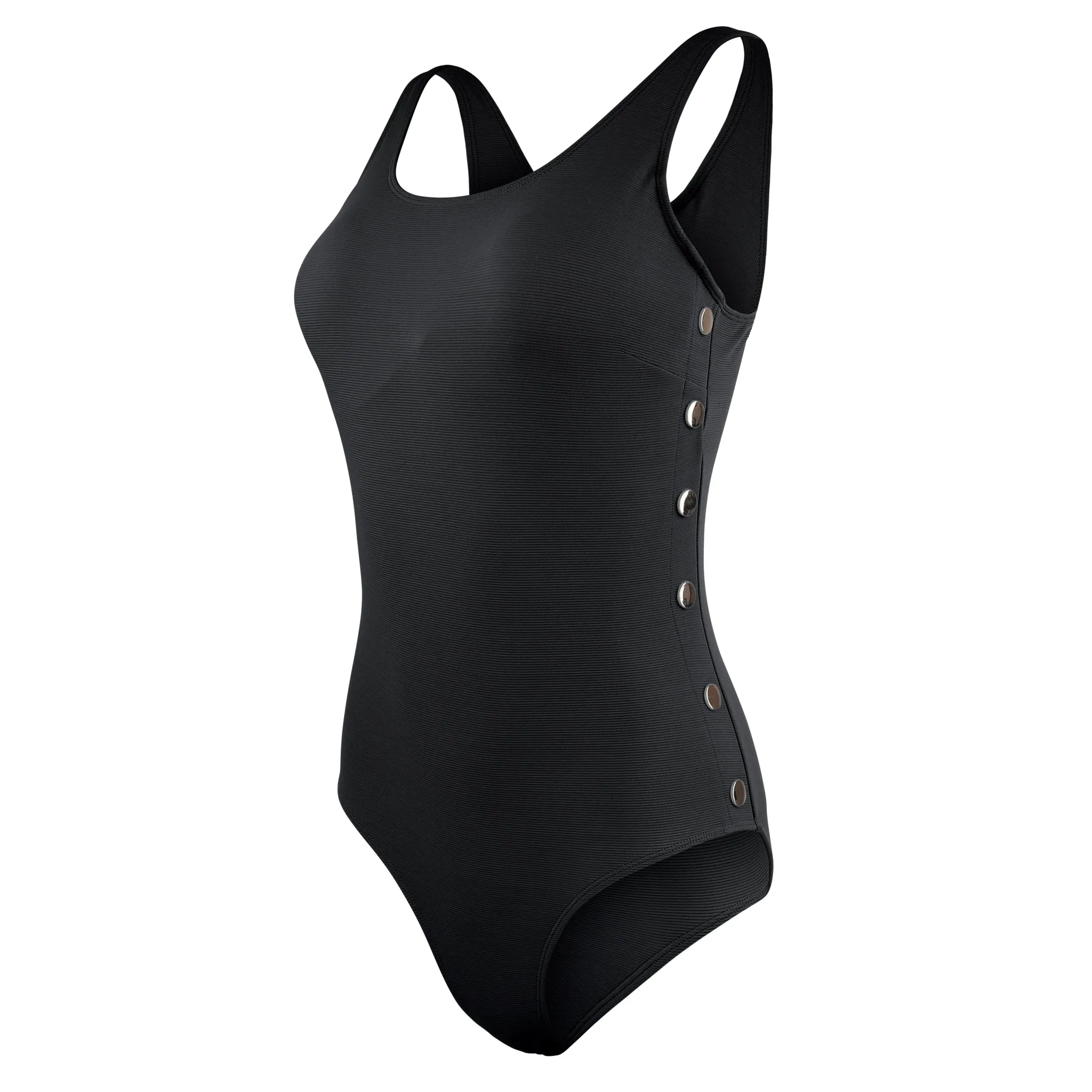 Ribbed Bathing Suit-Black