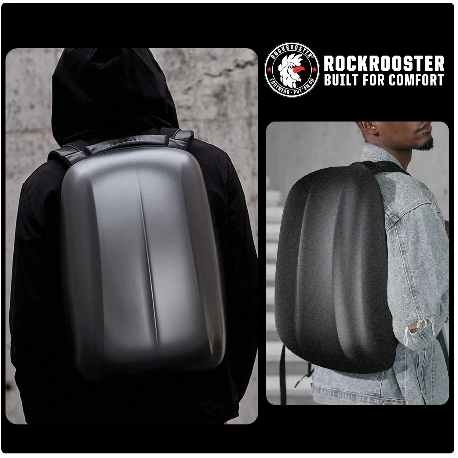 ROCKROOSTER Streamlined Backpack Helmet Cycling Bag, Apus, Computer Bag, Motorcycle Backpack, Anti Theft, Waterproof, Hard Shell