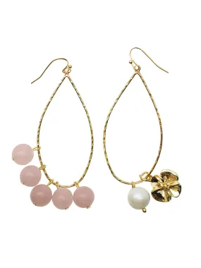 Rose Quartz & Freshwater Pearl Over Sized Earrings DE216