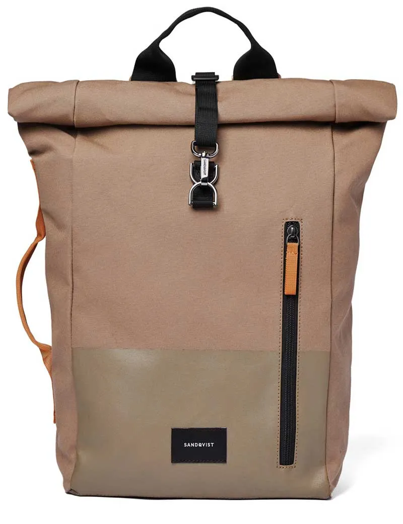 Sandqvist Dante Vegan Rolltop Backpack Fossil Orange