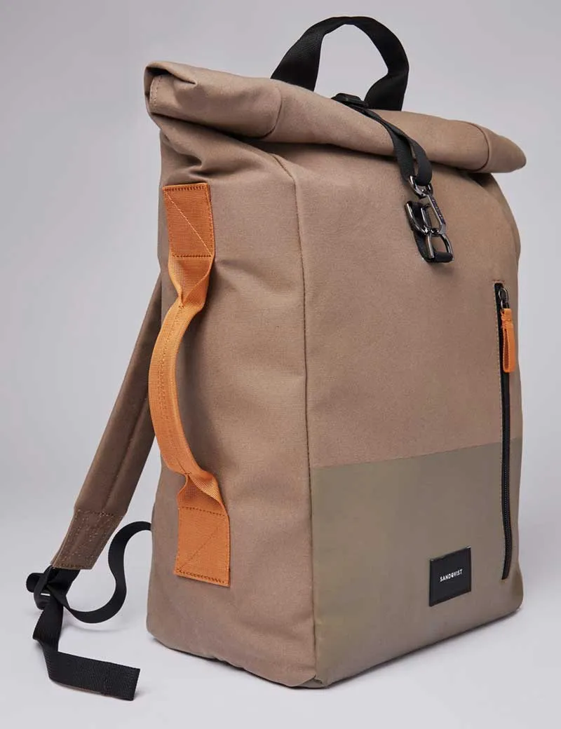 Sandqvist Dante Vegan Rolltop Backpack Fossil Orange