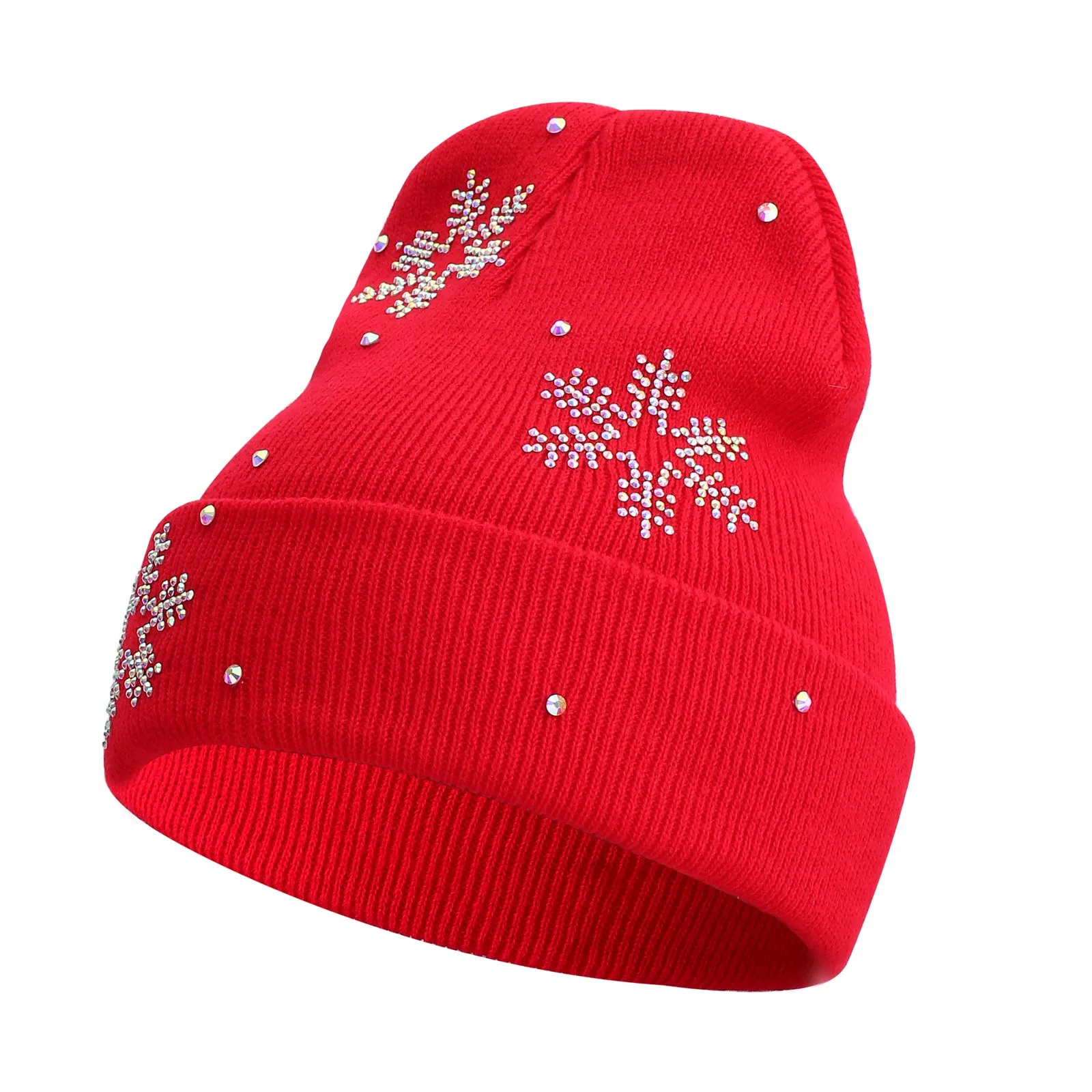 Snowflake Designer Beanie in Red