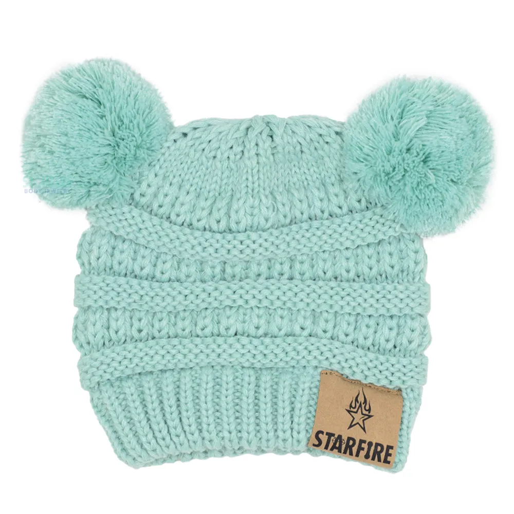 Starfire Baby Solid Double Pom CC Beanie