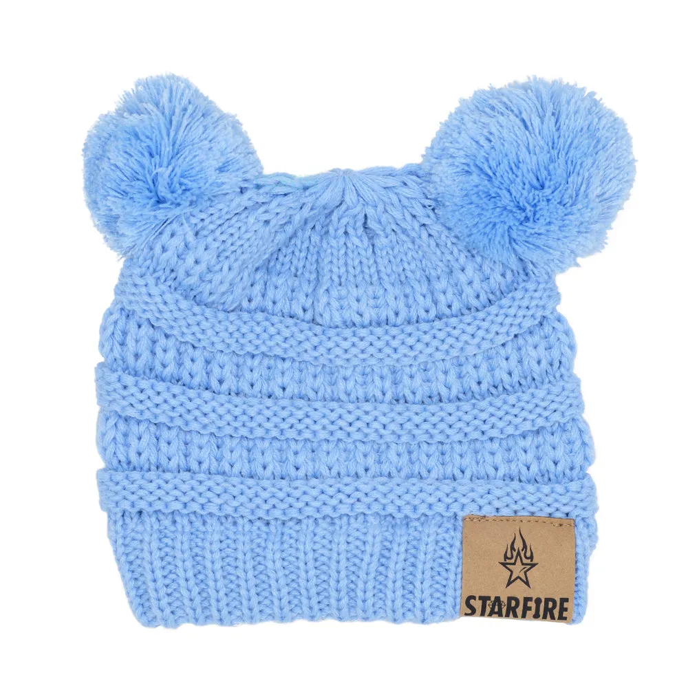 Starfire Baby Solid Double Pom CC Beanie