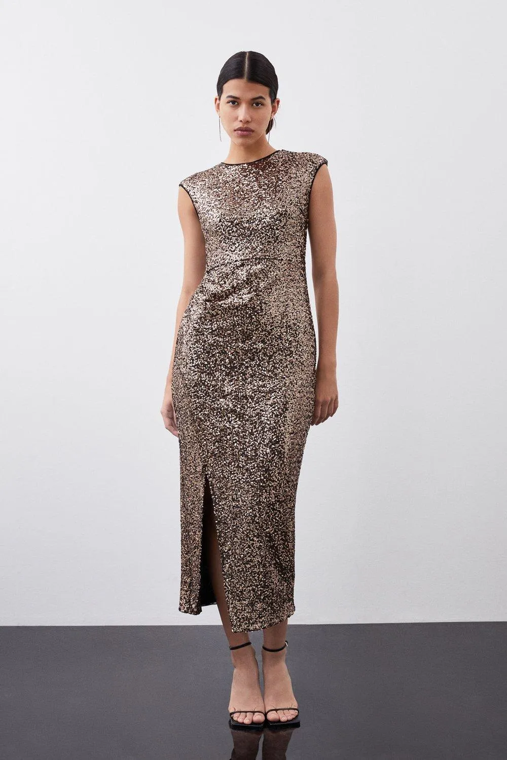 Stretch Sequin Midaxi Dress | Karen Millen