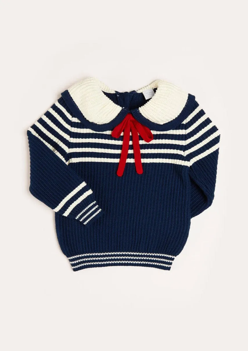 Striped Mariner Collar Jumper in Navy (12mths-10yrs)