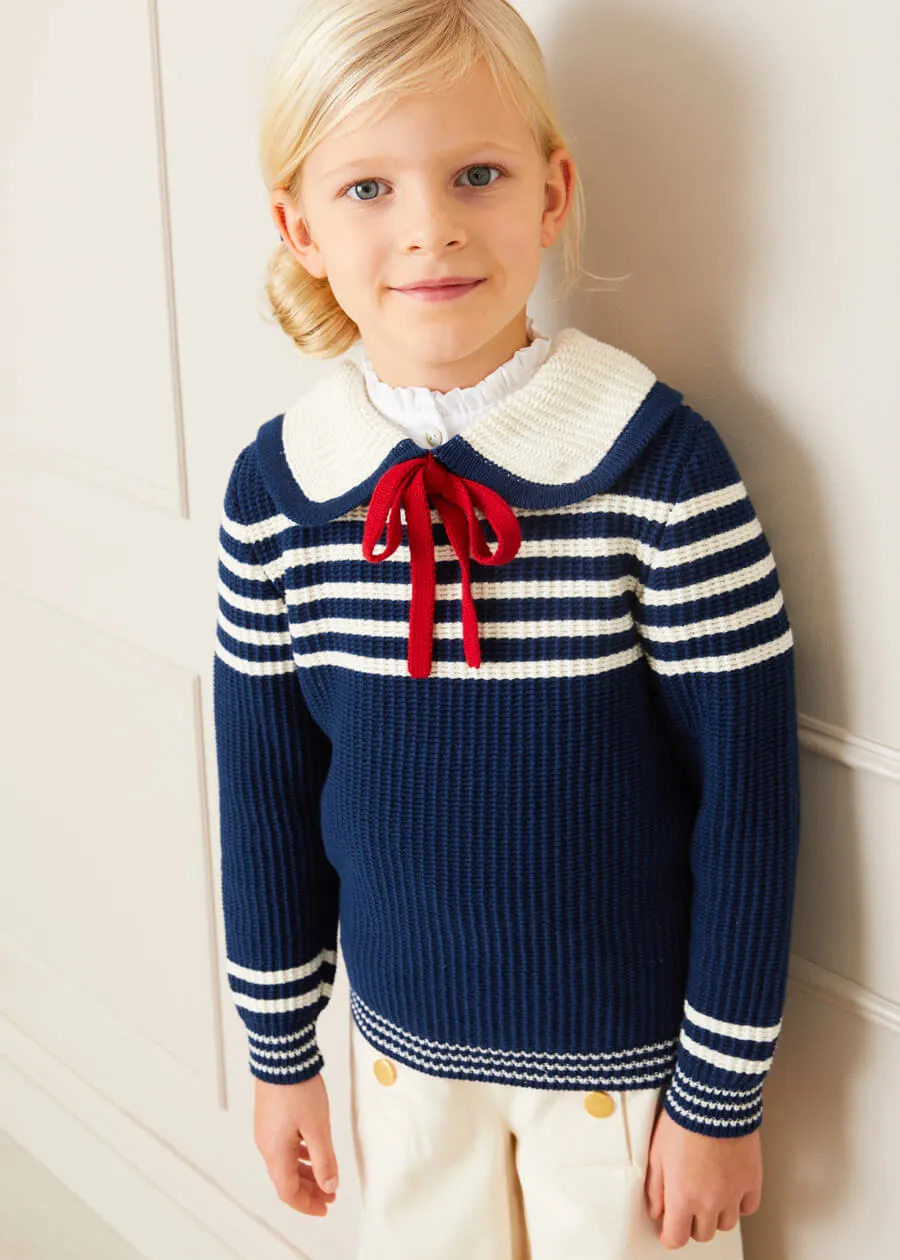 Striped Mariner Collar Jumper in Navy (12mths-10yrs)